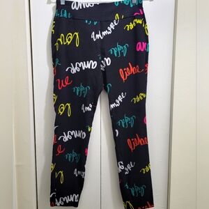 NY & Co Black Graffiti Straight Leg Pants size M